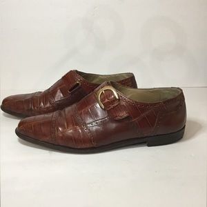 R Martegani Men’s Brown Alligator Leather Monkstrap  Shoes Size 10.5